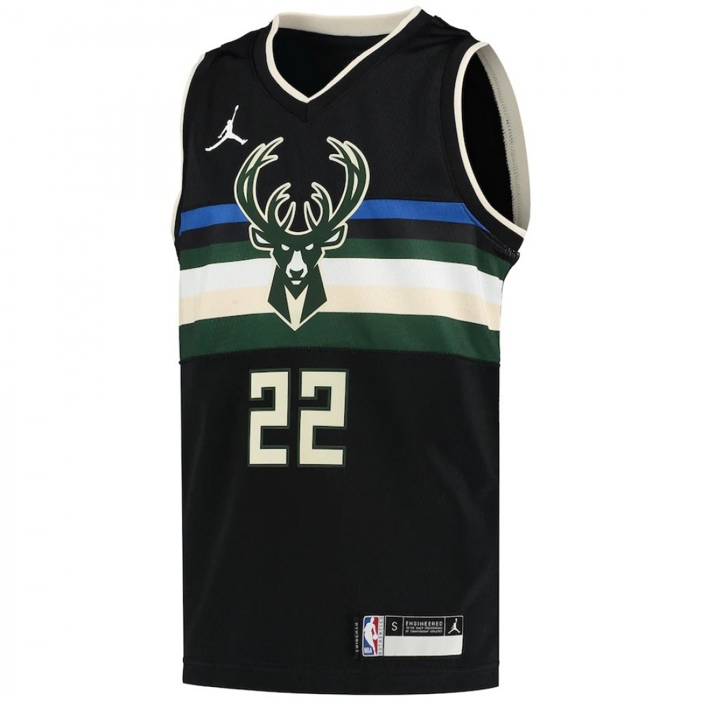 Men's Milwaukee Bucks Middleton #22 Jordan Black 20/21 Swingman Jersey - Statement Edition-Pro Kit Vault | Brand New 26/27 Sports Jerseys
